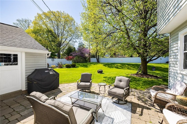 view of patio / terrace featuring area for grilling and an outdoor hangout area