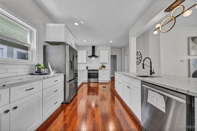 656 Auburn Ave, Buffalo, NY 14222 - kitchen featuring stainless steel appliances, a sink, light stone counters, backsplash, and dark wood-type flooring