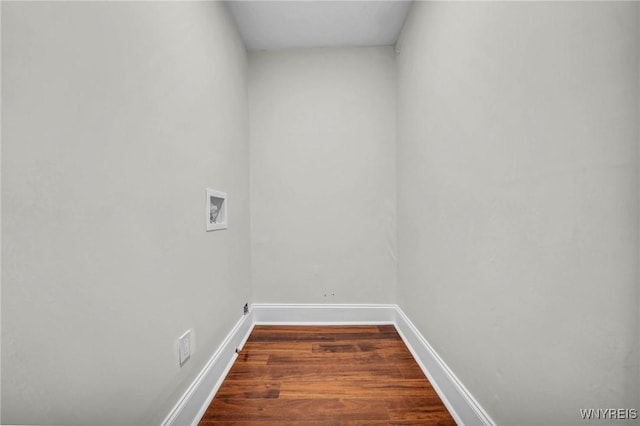 656 Auburn Ave, Buffalo, NY 14222 - clothes washing area with washer hookup, wood finished floors, and baseboards