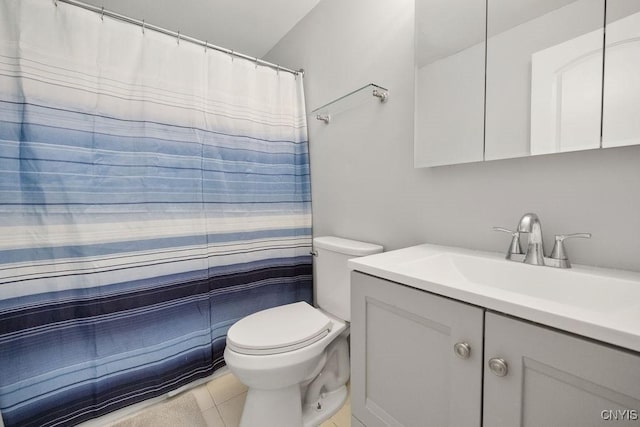 108 Pineledge Rd, Camillus, NY 13031 - full bath featuring toilet, vanity, tile patterned flooring, and a shower with curtain