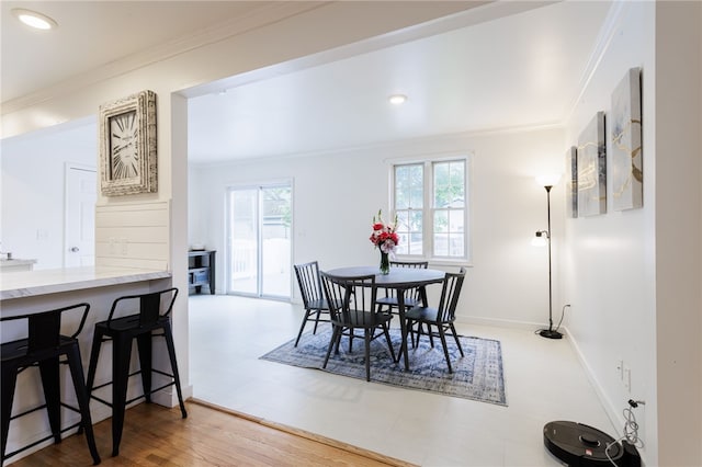 137 Vine St, Batavia-City, NY 14020 - dining space featuring crown molding, recessed lighting, and baseboards