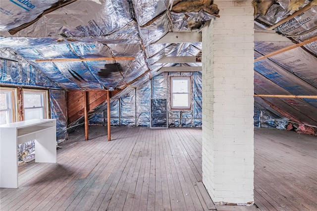 view of unfinished attic