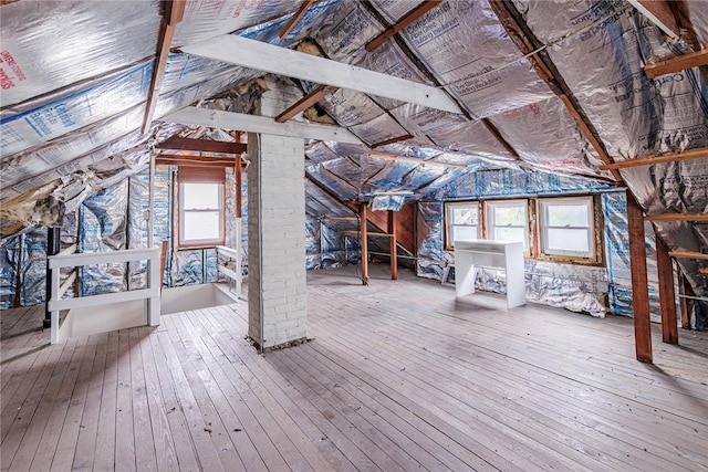 view of unfinished attic