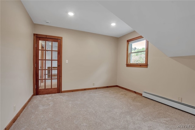 9466 Ridge Rd, Hartland, NY 14105 - empty room with baseboard heating, carpet, baseboards, recessed lighting, and a smoke detector