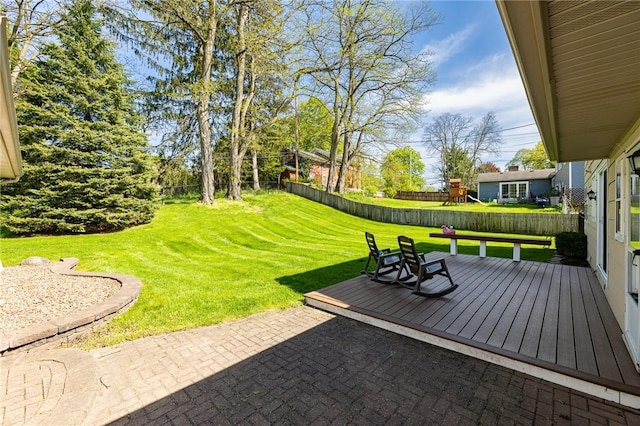 view of yard with a deck