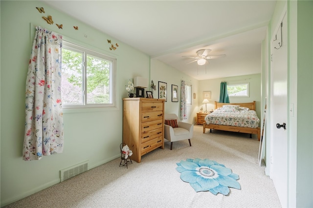 bedroom with carpet and ceiling fan