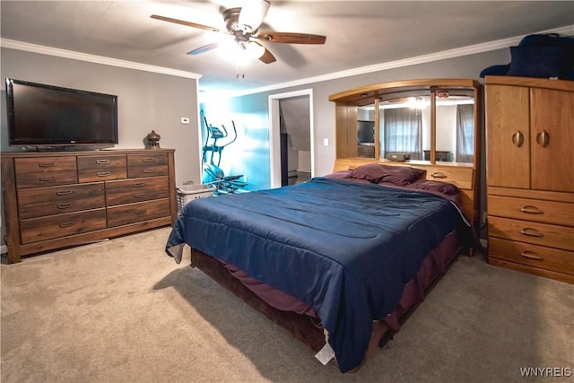 1934 E Middle Rd, Sheridan, NY 14136 - bedroom featuring light carpet, ornamental molding, and ceiling fan