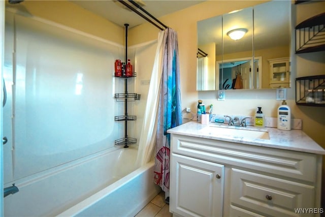 1934 E Middle Rd, Sheridan, NY 14136 - full bath featuring shower / tub combo with curtain, vanity, and tile patterned floors