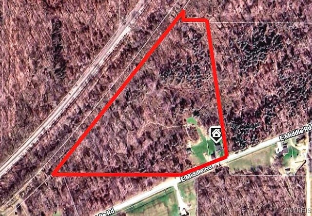 1934 E Middle Rd, Sheridan, NY 14136 - aerial view of property's location with property boundaries highlighted