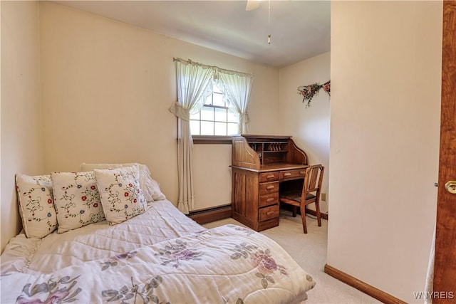 1604 Stardust Ln, Olean-City, NY 14760 - bedroom featuring light carpet, baseboards, and a ceiling fan