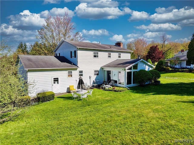 1604 Stardust Ln, Olean-City, NY 14760 - rear view of property with a lawn, entry steps, and a chimney