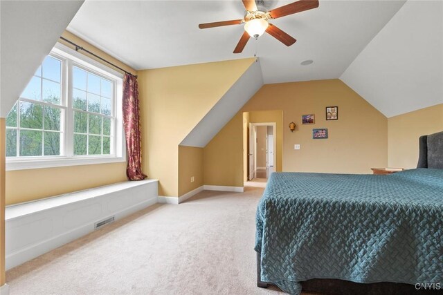 3543 Lost Hollow Rd, Skaneateles, NY 13152 - carpeted bedroom featuring lofted ceiling, ceiling fan, and baseboards