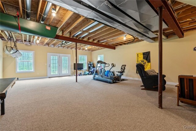 3543 Lost Hollow Rd, Skaneateles, NY 13152 - workout area featuring carpet flooring and baseboards
