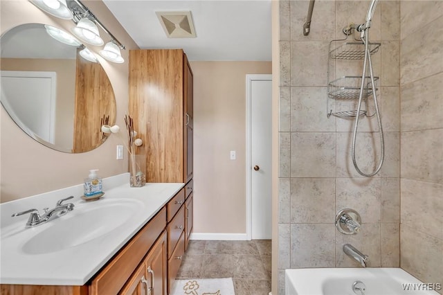 full bathroom with vanity and tub / shower combination
