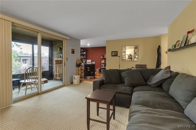 view of carpeted living area