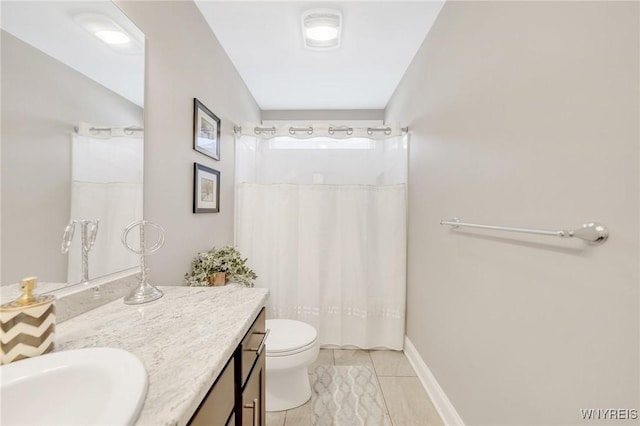 6811 Rivera Way, Clarence, NY 14051 - bathroom with toilet, tile patterned floors, vanity, and curtained shower