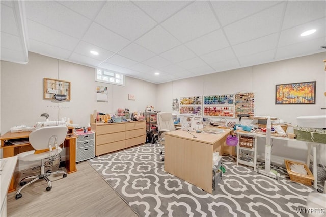 6811 Rivera Way, Clarence, NY 14051 - office featuring wood finished floors, a drop ceiling, and recessed lighting