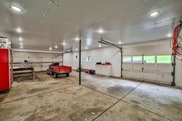 garage with recessed lighting