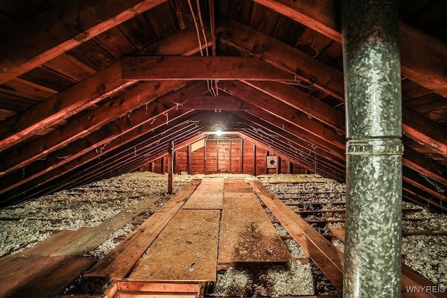 view of unfinished attic