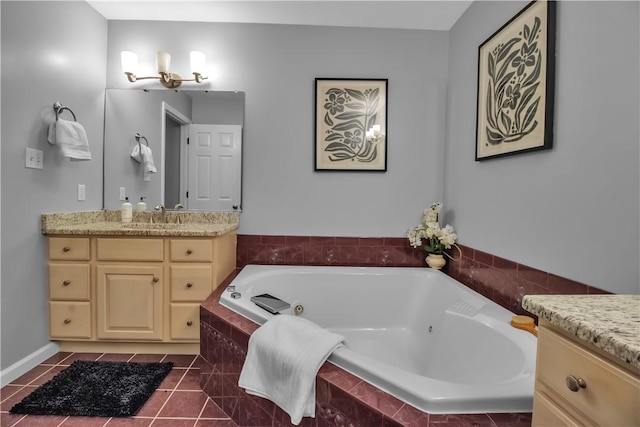 670 Raymond Dr, Lewiston, NY 14092 - bathroom featuring tile patterned floors, vanity, and a jetted tub