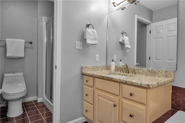 670 Raymond Dr, Lewiston, NY 14092 - full bathroom with a shower stall, tile patterned flooring, toilet, and vanity