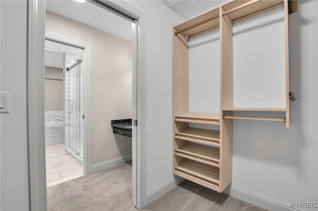 spacious closet with carpet floors