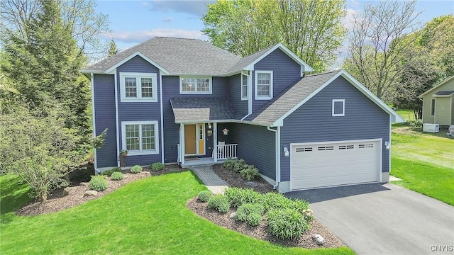 4268 Colorado Run, Onondaga, NY 13215 - traditional home featuring driveway, a front lawn, and a shingled roof