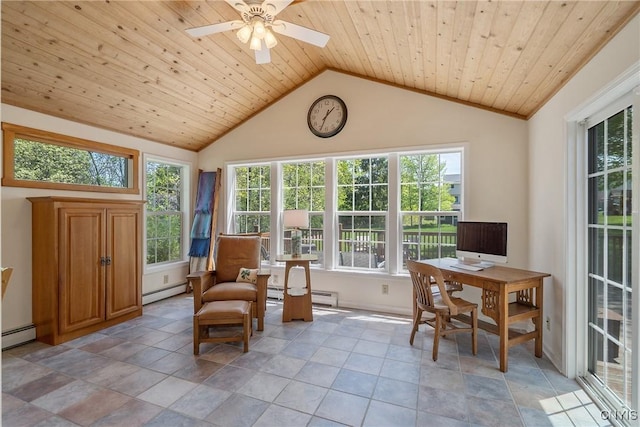 4268 Colorado Run, Onondaga, NY 13215 - sunroom with a baseboard radiator, vaulted ceiling, and baseboard heating