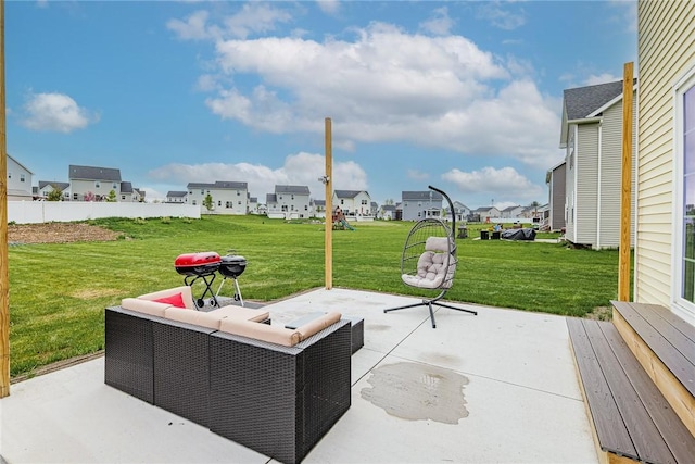 view of patio featuring a residential view and outdoor lounge area