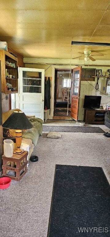 12866 Genesee Rd, Sardinia, NY 14030 - living room featuring carpet and a ceiling fan