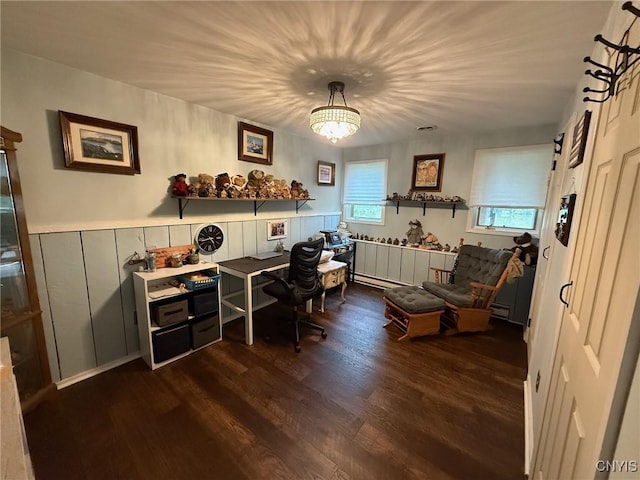 1404 Riverbend Dr, Lysander, NY 13027 - home office featuring wood finished floors and a wainscoted wall