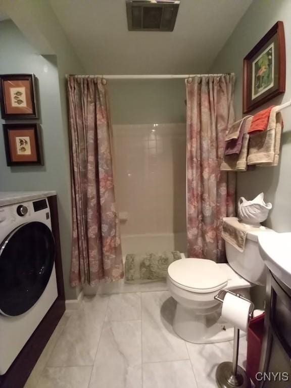 8054 Fargo Rd, Henderson, NY 13650 - full bath with washer / dryer, toilet, and shower / bath combo