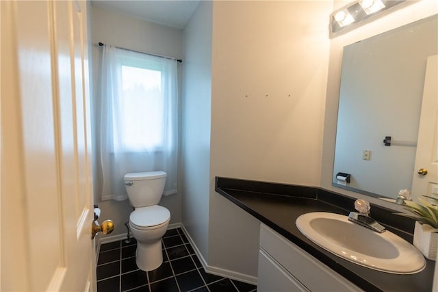 401 Montvale Ln, Greece, NY 14626 - bathroom featuring toilet, tile patterned floors, vanity, and baseboards