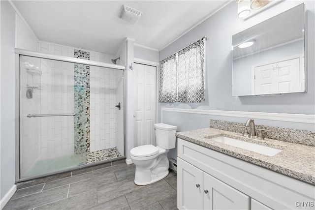 1019 State Route 49, Constantia, NY 13028 - bathroom with toilet, a shower stall, vanity, and tile patterned flooring