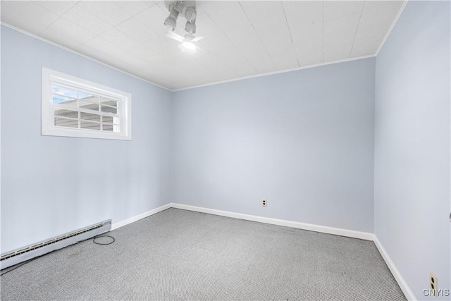 1019 State Route 49, Constantia, NY 13028 - carpeted empty room featuring crown molding, a baseboard heating unit, and baseboards
