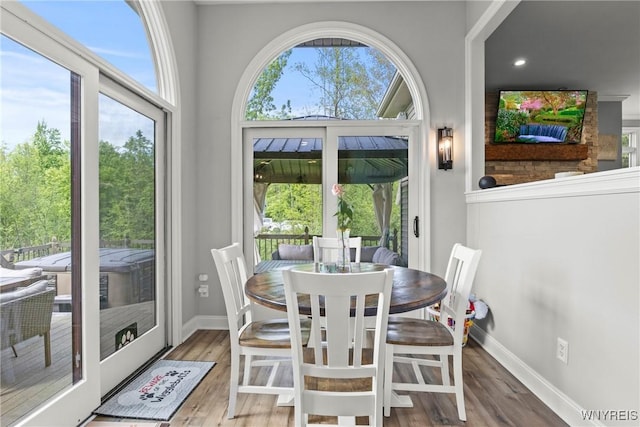 3750 Transit Rd, Orchard Park, NY 14127 - dining space with wood finished floors, baseboards, and recessed lighting