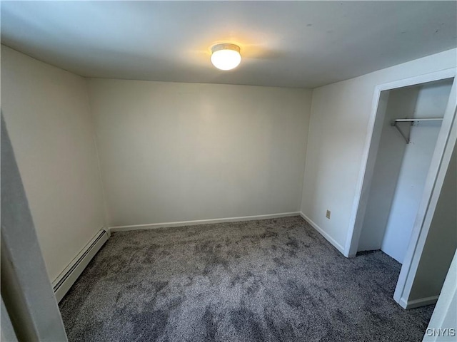 24 W Main St, Eaton, NY 13408 - unfurnished bedroom with a baseboard radiator, carpet floors, baseboards, and a closet