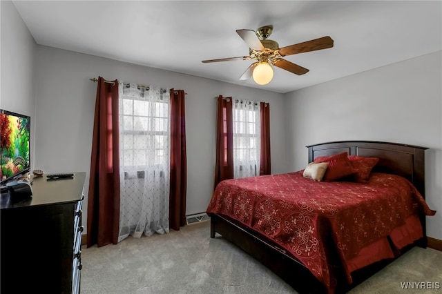 bedroom featuring carpet floors and a ceiling fan