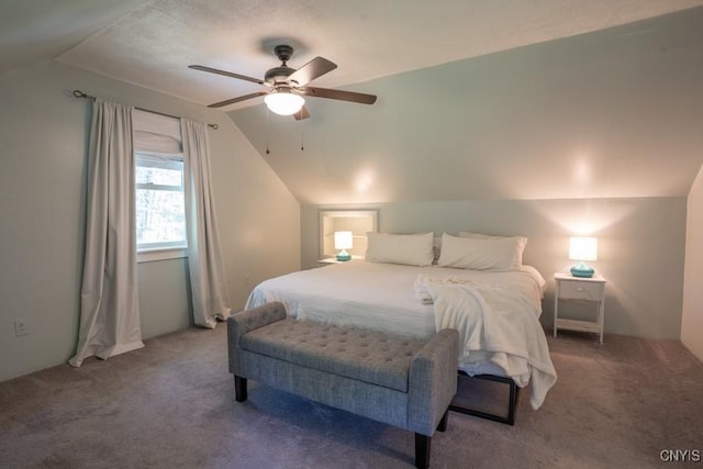 7735 Coates Rd N, Trenton, NY 13354 - carpeted bedroom with vaulted ceiling and ceiling fan