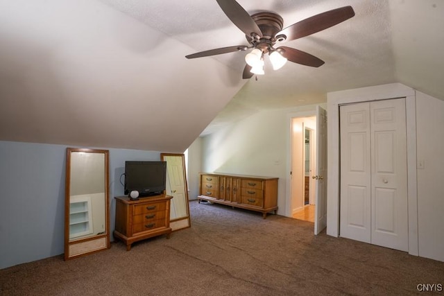 7735 Coates Rd N, Trenton, NY 13354 - additional living space featuring carpet flooring, ceiling fan, and vaulted ceiling