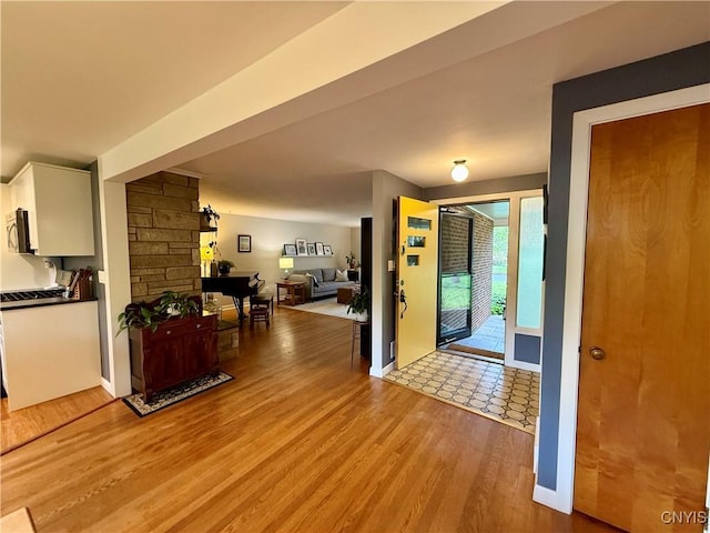 foyer with light wood finished floors