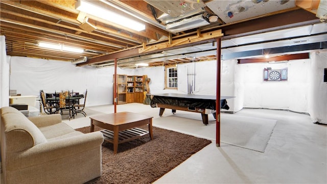 living room with concrete flooring
