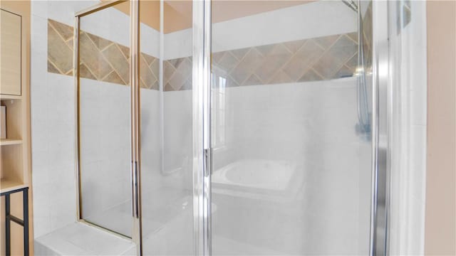 full bathroom featuring a stall shower
