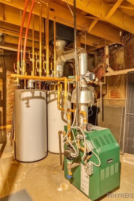353 Campbell Rd, Sweden, NY 14420 - utility room with water heater and a heating unit