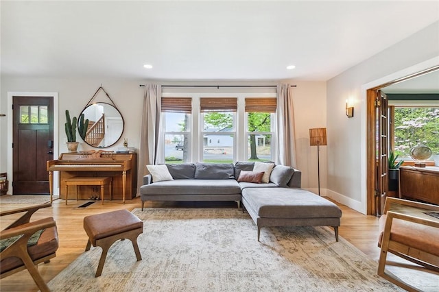 314 Hamilton St, Benton, NY 14527 - living area featuring light wood finished floors, plenty of natural light, recessed lighting, and baseboards