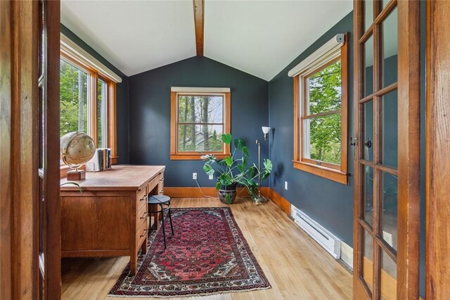 314 Hamilton St, Benton, NY 14527 - office space with a baseboard heating unit, wood finished floors, plenty of natural light, and baseboards