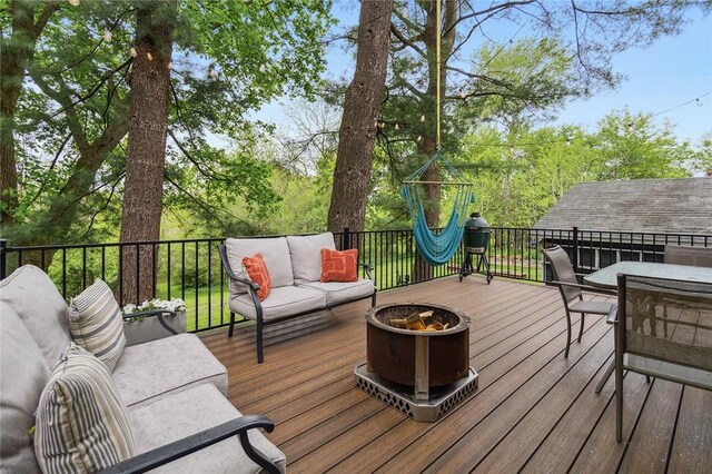 314 Hamilton St, Benton, NY 14527 - deck featuring an outdoor living space with a fire pit