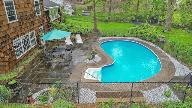 9 Bishop Dr, Manlius, NY 13066 - view of swimming pool with a patio and a trampoline