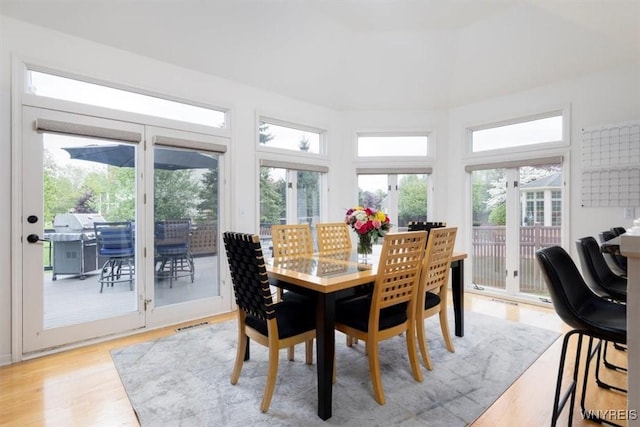 dining room featuring light wood-style flooring