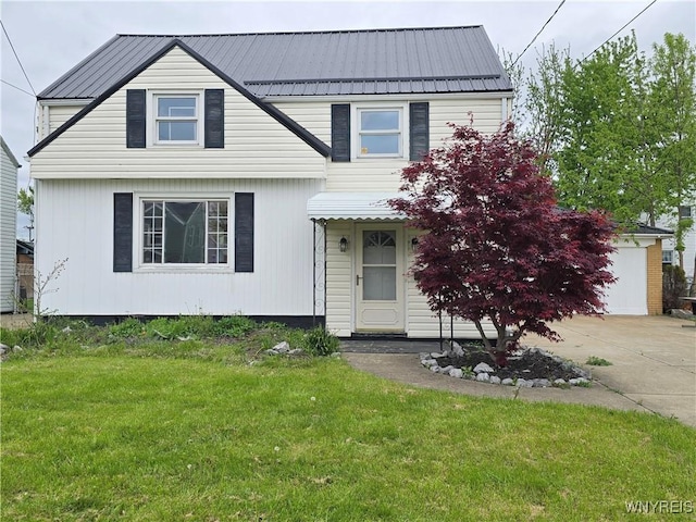 56 Gibbons St, Lackawanna, NY 14218 - traditional-style house with a front lawn, metal roof, and concrete driveway